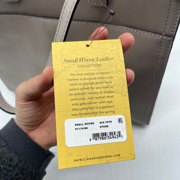 Patricia Nash Leather Ava Medium Tote with	Crossbody Strap Stone Woven - Picture 13 of 16